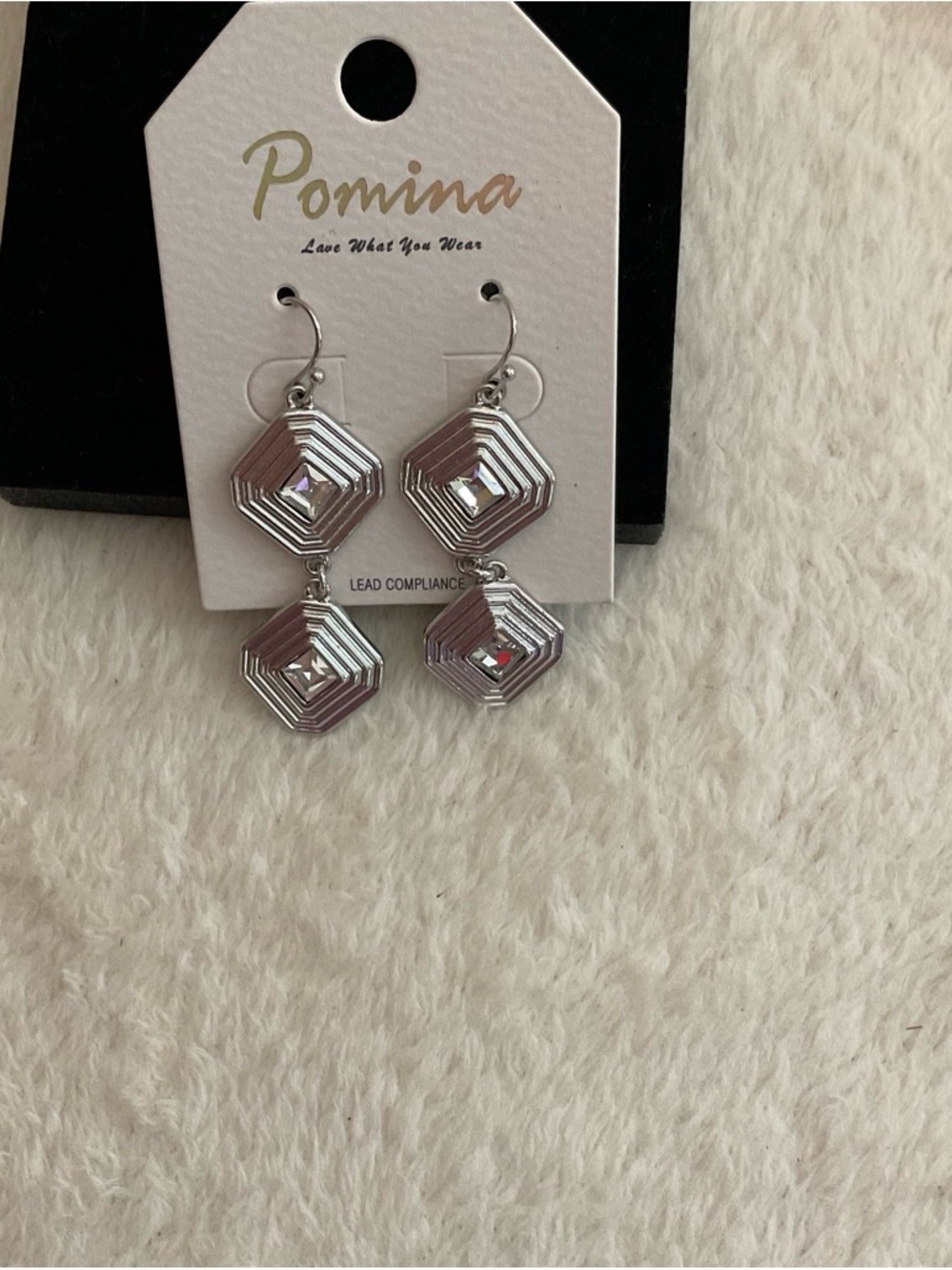 Pomina Silver Hexagon Drop Earrings